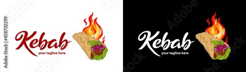 Shawarma logo for restaurants and markets. Doner kebab logo template. EPS10 vector illustration.