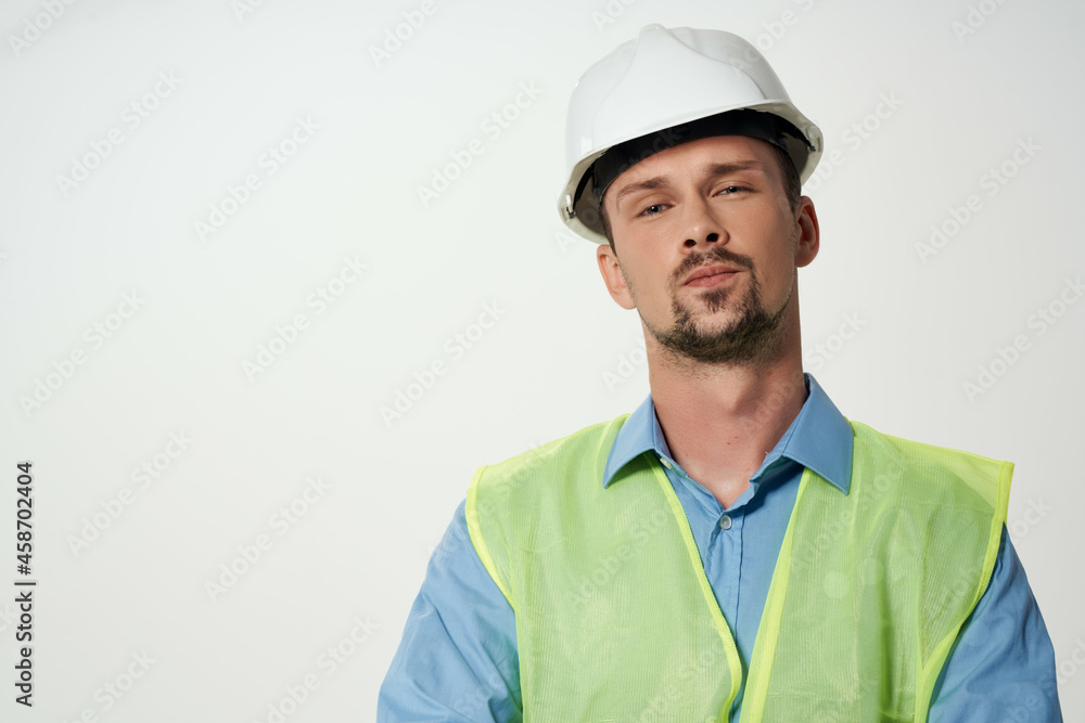 man in construction uniform protection Working profession isolated background man in construction uniform protection Working profession isolated background