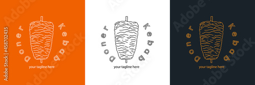 Shawarma logo for restaurants and markets. Doner kebab logo template. EPS10 vector illustration.
