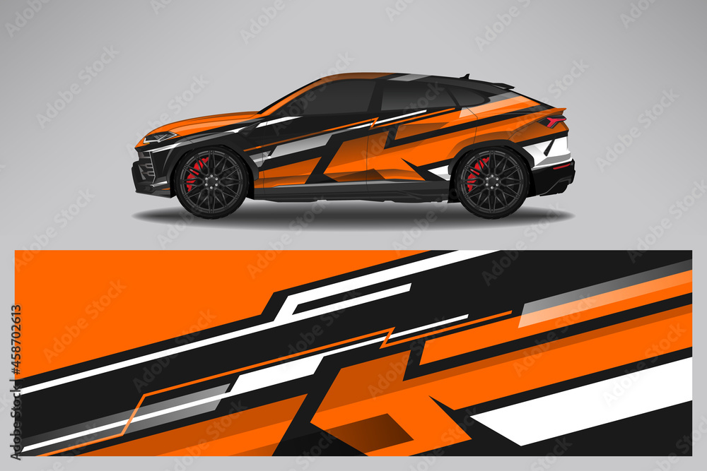 Wrap car vector design decal. Graphic abstract line racing background design for vehicle, race car, rally, adventure livery camouflage. Wrap car vector design decal. Graphic abstract line racing background design for vehicle, race car, rally, adventure livery camouflage.
