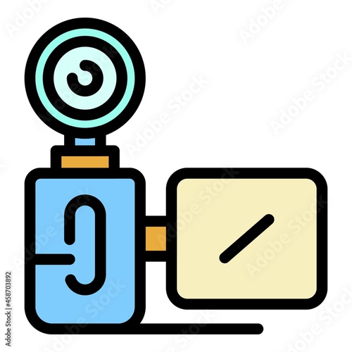 Backlit vertical camera icon. Outline backlit vertical camera vector icon color flat isolated