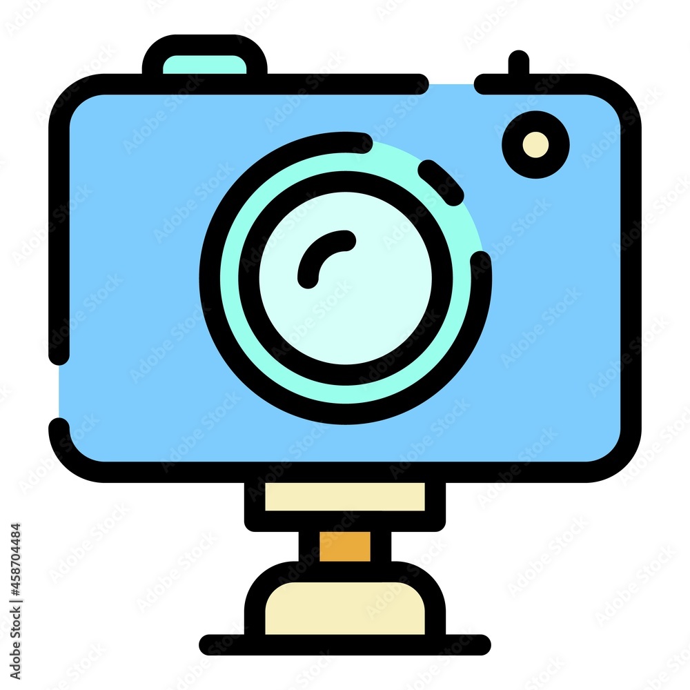 Helmet camera icon. Outline helmet camera vector icon color flat isolated Helmet camera icon. Outline helmet camera vector icon color flat isolated