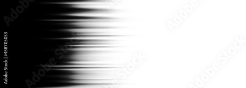 Black halftone gradient dotted background.