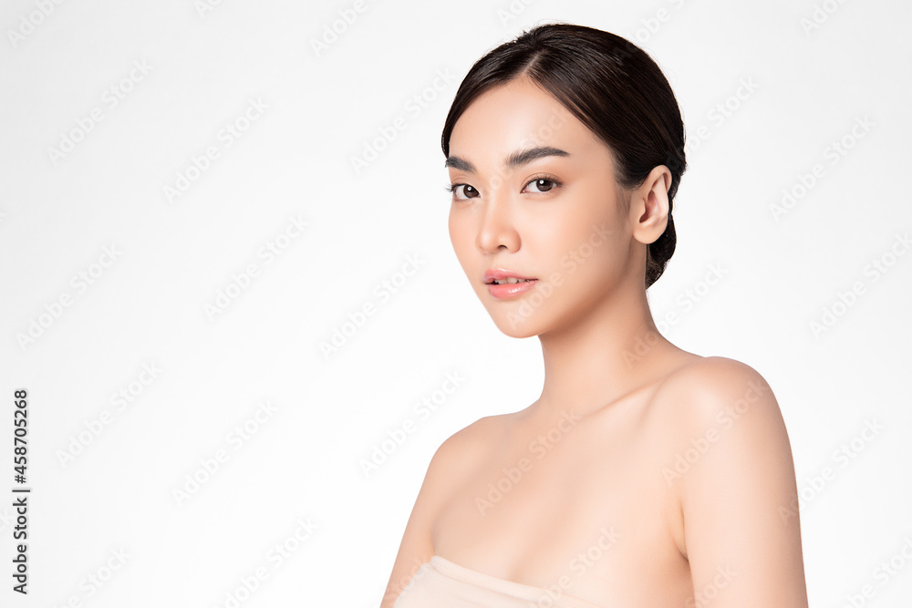 Beautiful young asian woman with clean fresh skin on white background, Face care, Facial treatment, Cosmetology, beauty and spa, Asian women portrait. Beautiful young asian woman with clean fresh skin on white background, Face care, Facial treatment, Cosmetology, beauty and spa, Asian women portrait.