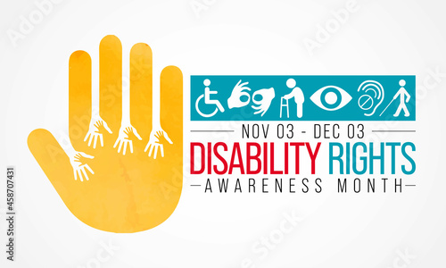 Disability Rights awareness month is observed every year from November 3 to December 3, Vector illustration