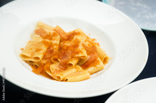 Traditional Italian pasta with bottarga