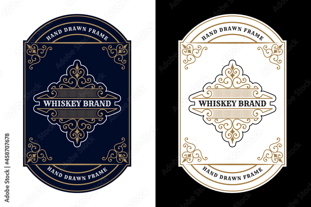 Whiskey Bourbon Vintage luxury antique logo border frame western