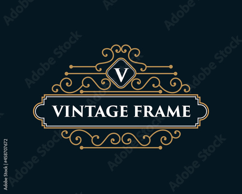 Vintage ornamental vector with floral ornament Suitable for whiskey, liquor, beer, brewery, wine, barber shop, coffee shop, tattoo studio, salon, boutique, hotel, shop signage engraving illustration