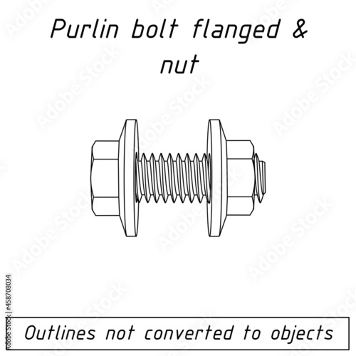 purlin bolt flanged and nut blueprint outline