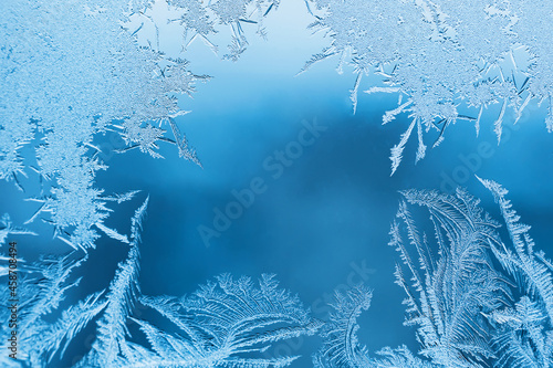 Abstract frosty pattern on glass  background texture