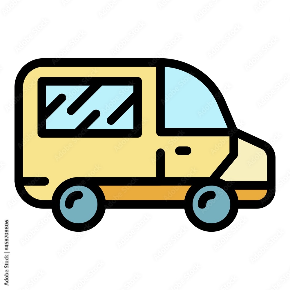 Ambulance icon. Outline ambulance vector icon color flat isolated