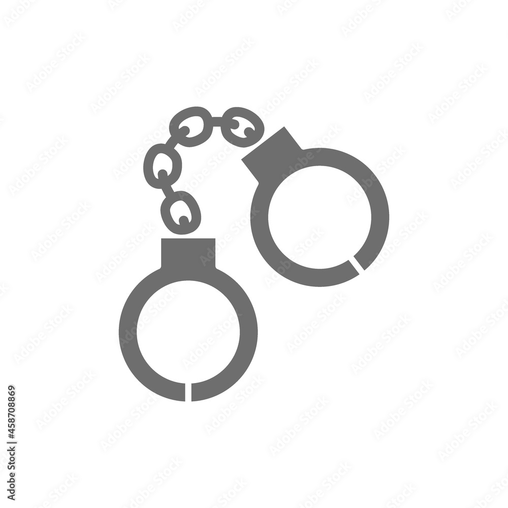 Handcuffs grey icon. Isolated on white background Handcuffs grey icon. Isolated on white background