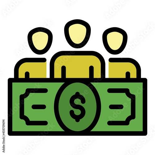 Crowdfunding icon. Outline crowdfunding vector icon color flat isolated