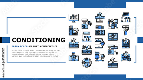 Conditioning System Electronics Landing Web Page Header Banner Template Vector. Conditioning System Repair And Purification Service, Maintenance And Filtration, Installation Replacement Illustration