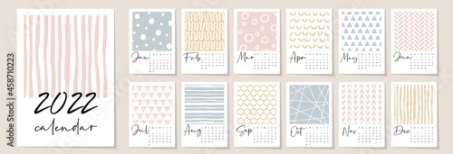 Calendar 2022. Yearly Planner with all Months.