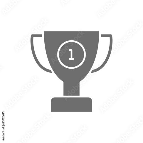 Vector first place trophy grey icon. Isolated on white background © Studicon