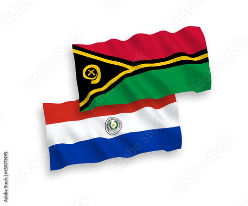 Free Download National vector fabric wave flags of Republic of Vanuatu and Paraguay isolated on white background. 1 to 2 proportion. - GFXLoad