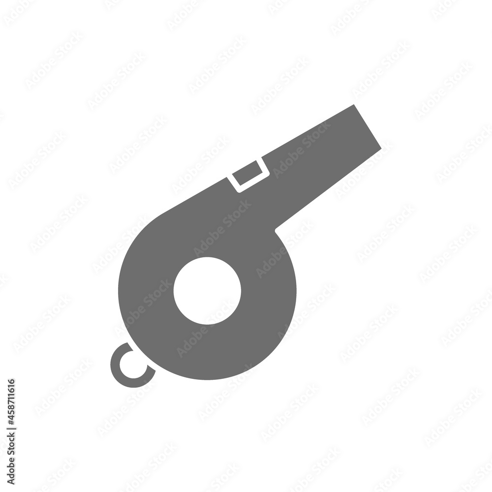 Vector whistle grey icon. Isolated on white background Vector whistle grey icon. Isolated on white background