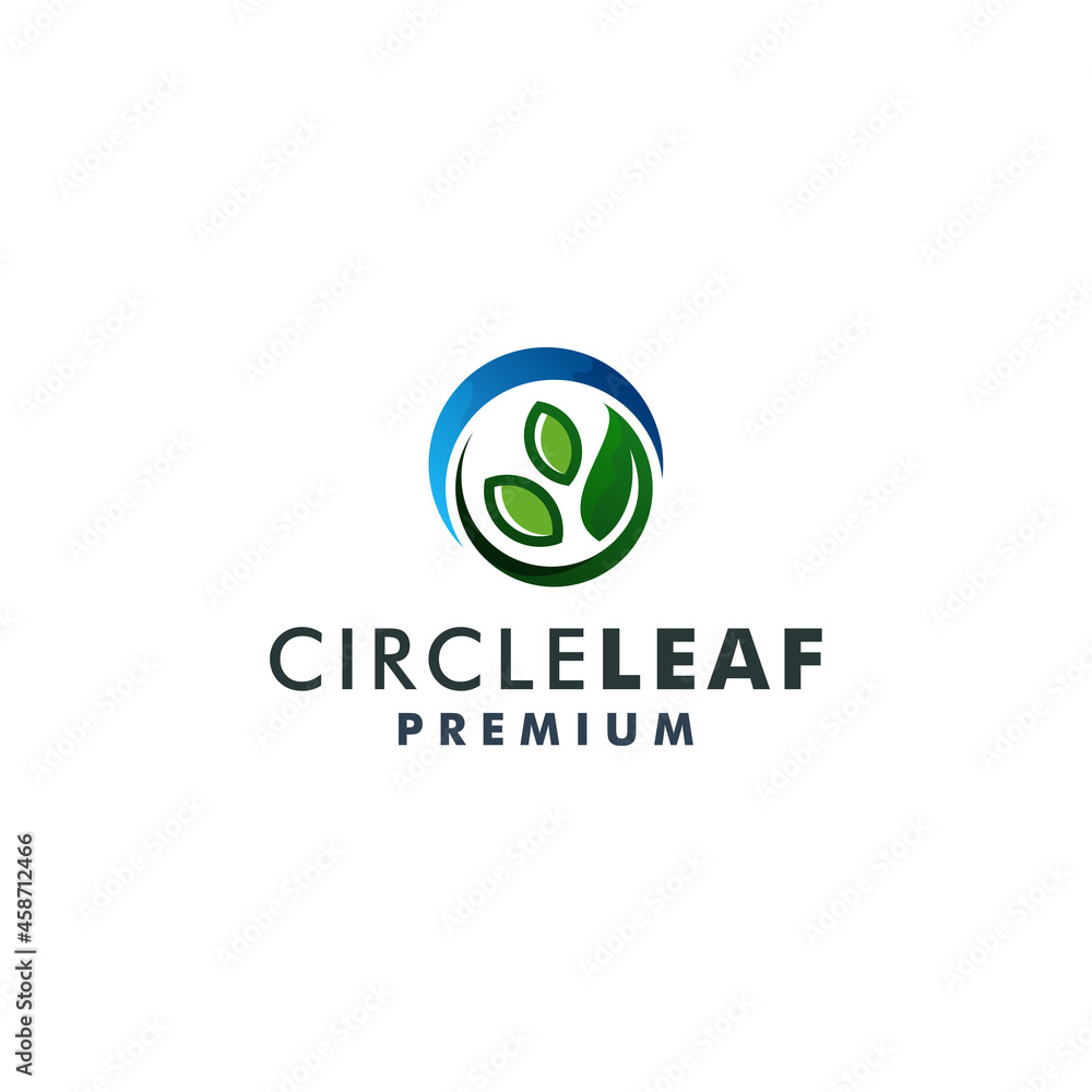 Circle leaf logo template nature icon logotype