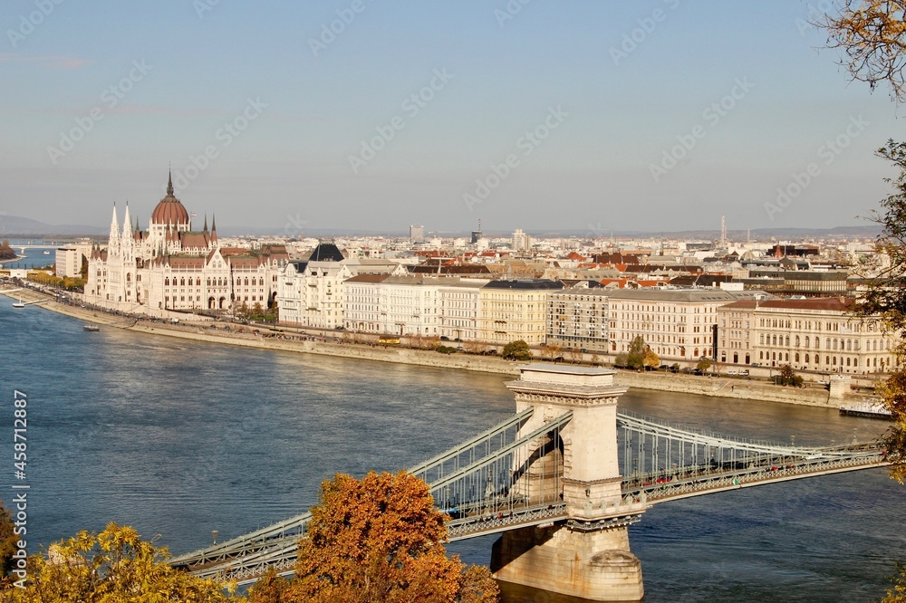 Budapest - Bridge on the Danubio river and house of parliament