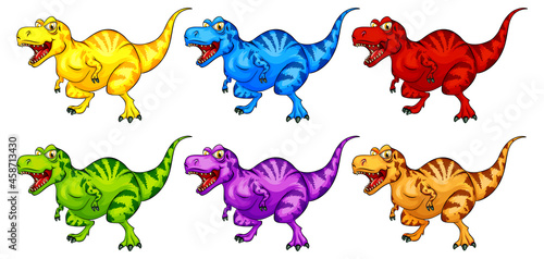 Set of Raptorex dinosaur cartoon character