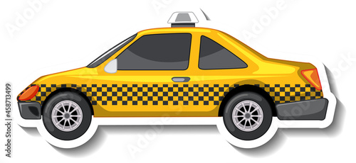 Sticker design with side view of a taxi car isolated