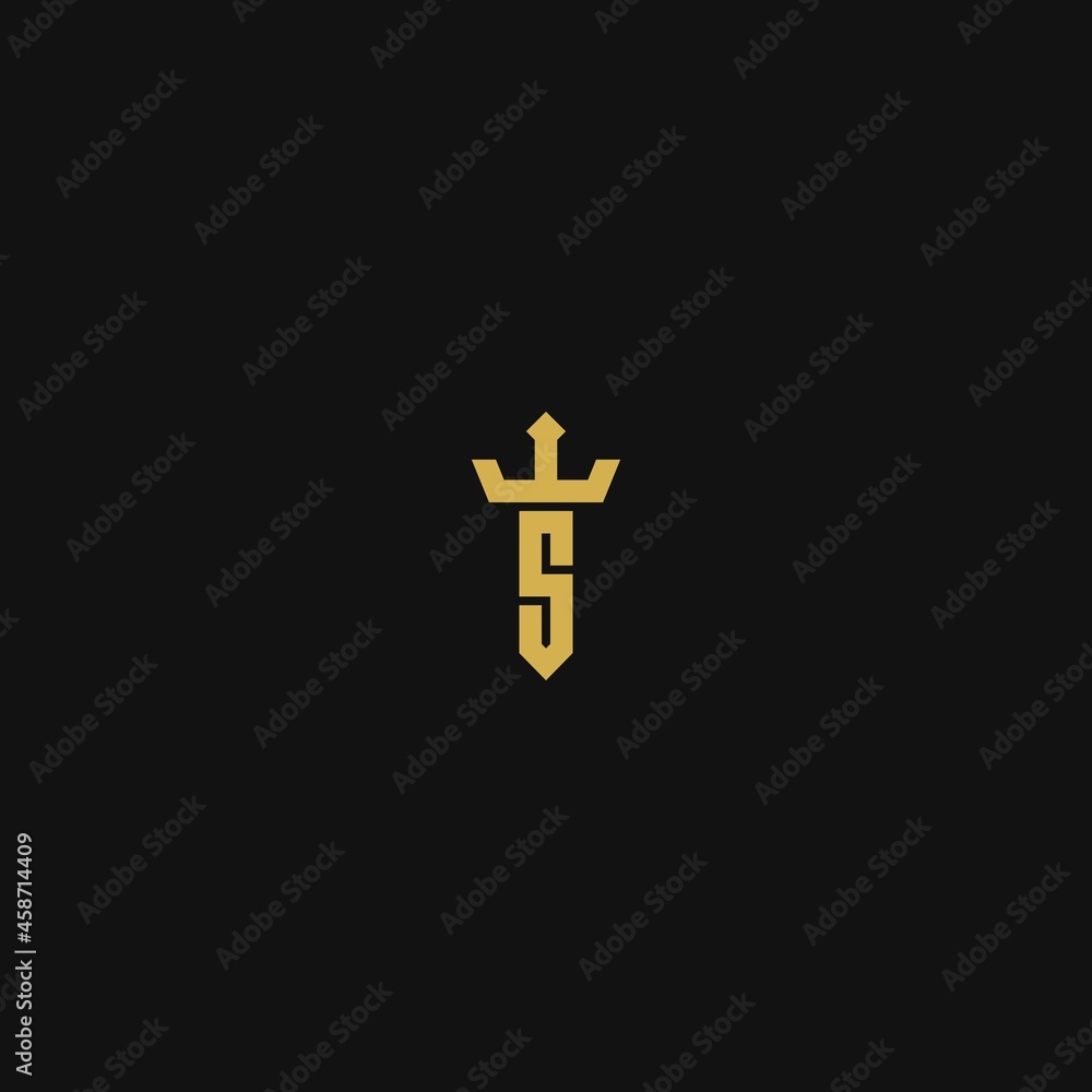 Obraz premium letter S, sword and crown vector