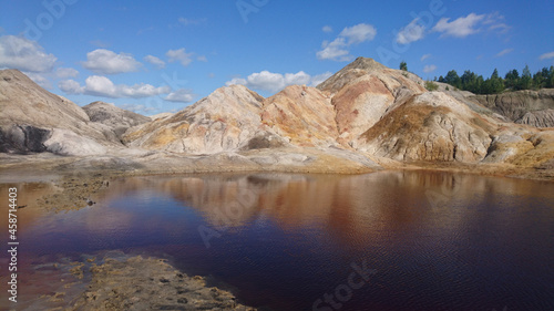 travel photography, landscape of abandoned quarry looks like Mars