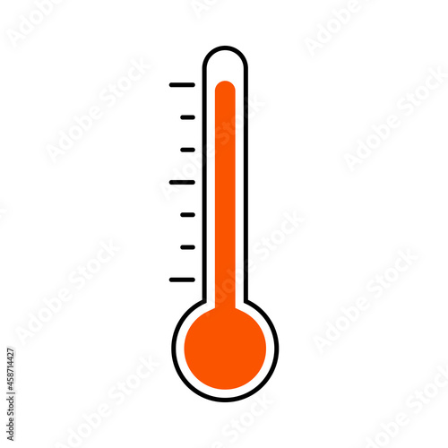Icon is a red thermometer, sign of high temperature heat is hot siesta