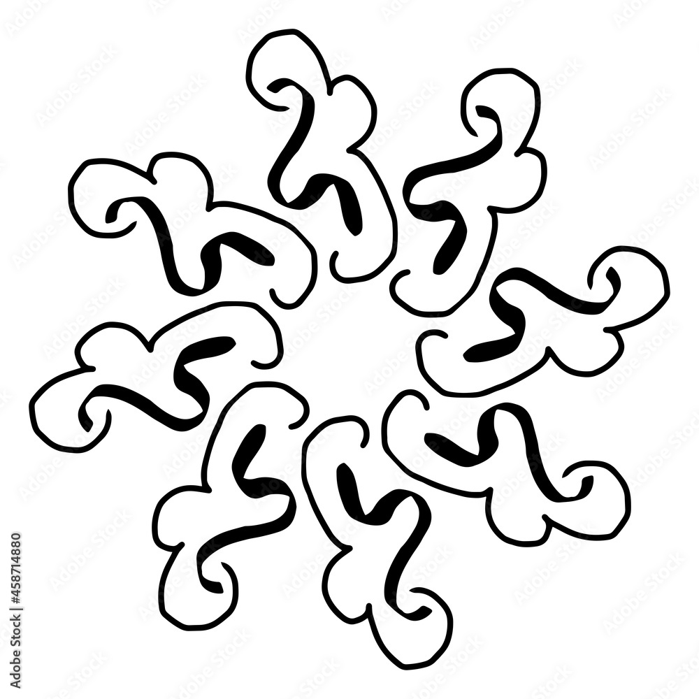 Decorative circular pattern with foliage. Tattoo. Snowflake. Ornament. Abstract line draw Decorative circular pattern with foliage. Tattoo. Snowflake. Ornament. Abstract line draw