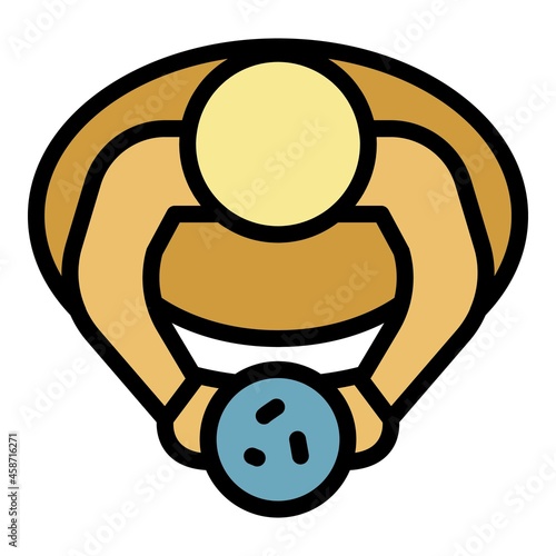 Man overweight top view icon. Outline man overweight top view vector icon color flat isolated