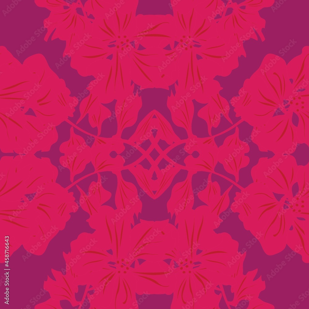 Fototapeta premium Symmetric Floral Seamless Pattern Design
