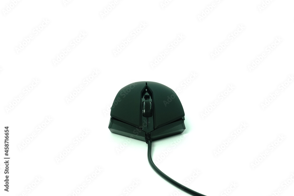 Black computer mouse on white background Black computer mouse on white background