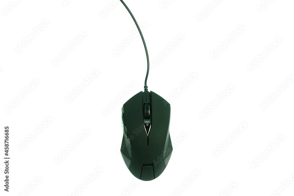 Black computer mouse on white background Black computer mouse on white background
