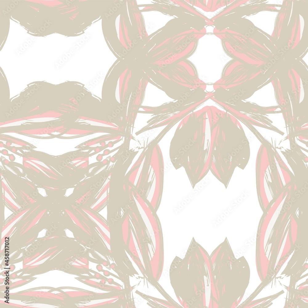 Fototapeta premium Symmetric Floral Seamless Pattern Design