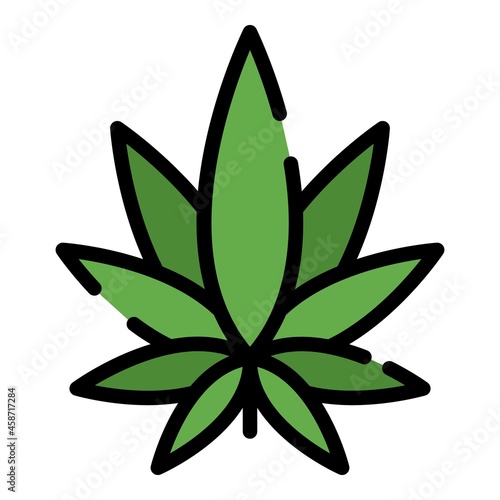 Marijuana plant addiction icon. Outline marijuana plant addiction vector icon color flat isolated