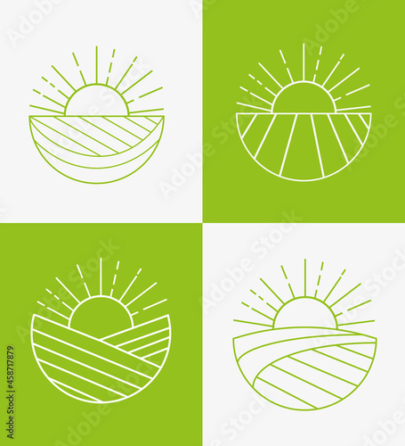 Eco Set of icons and stickers of agriculture and natural resources.