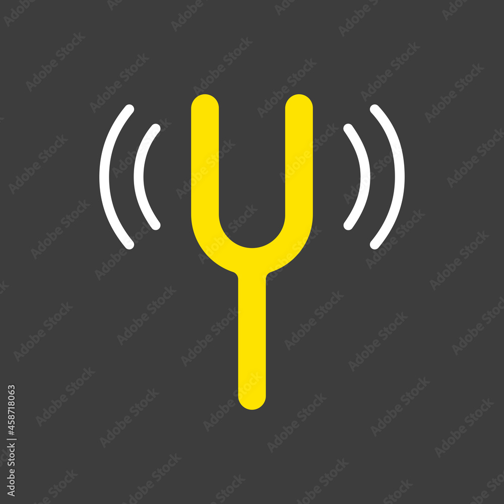 Tuning fork vector flat icon on dark background Tuning fork vector flat icon on dark background