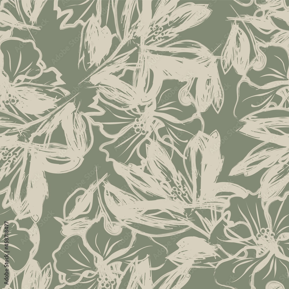 Obraz premium Floral Brush strokes Seamless Pattern Background