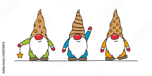 cute christmas dwarf colorful cartoon on white