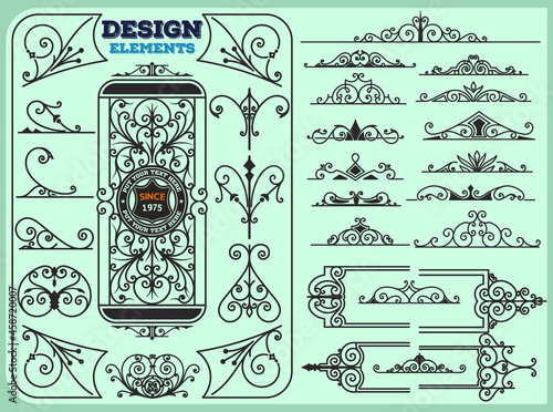 set of elements vintage labels