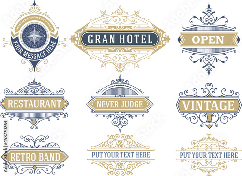 set of vintage retro labels