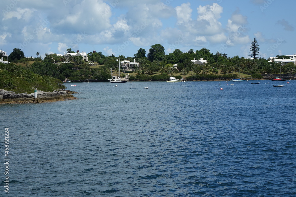 Tropical coastal scence from the waterside, Great Sound, Bermuda
