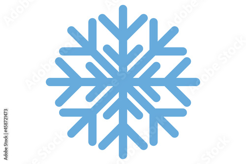 Snowflake icon. Geometric snow flake in blue. Snow silhouette in flat