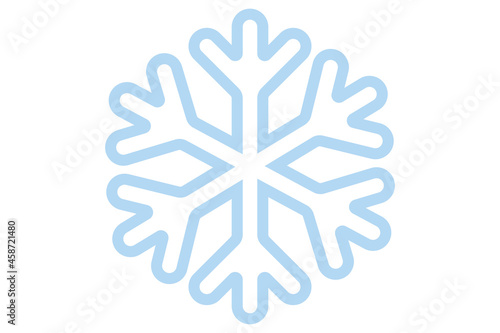 Outline snowflake icon. Geometric snow flake in blue. Snow silhouette in flat