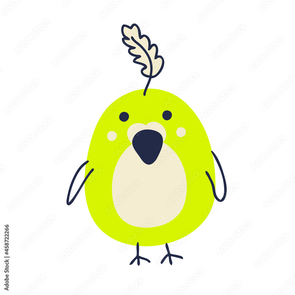 Obraz premium Cartoon style parrot vector illustration. Design for T-shirt, textile and prints. 