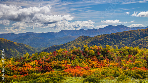 大雪高原沼　トレッキングルートから見る紅葉 © Yuuki Kobayashi