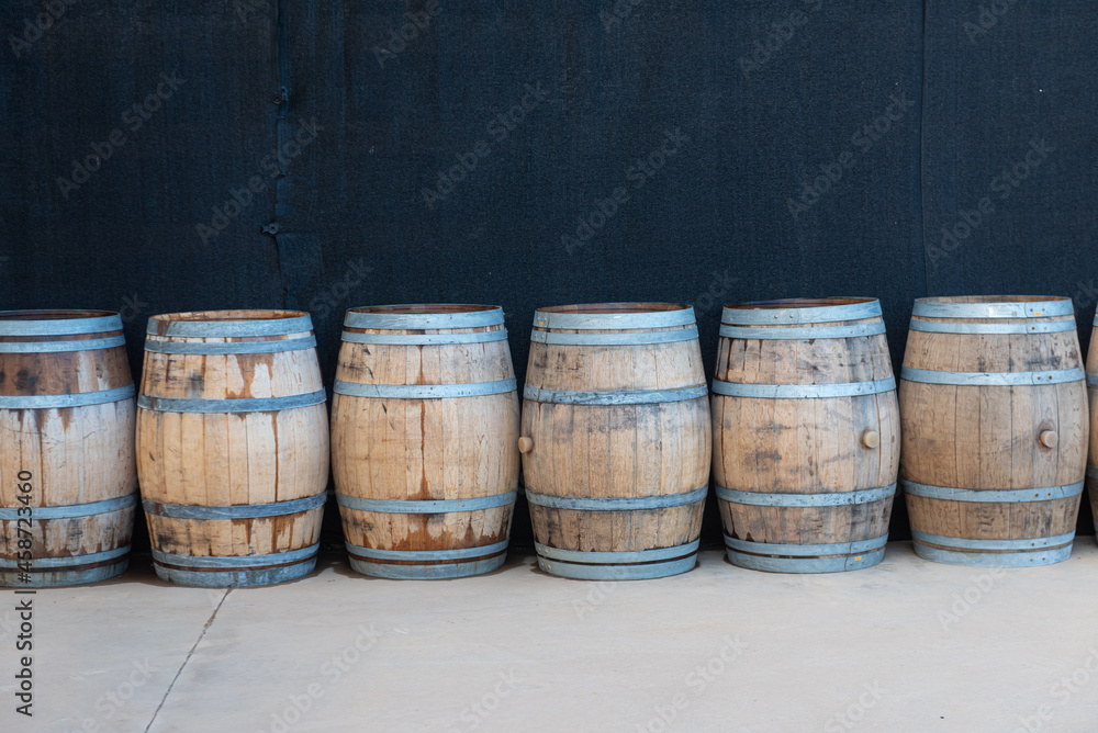 Wine barrels in a Spanish winery on the Catalan coast