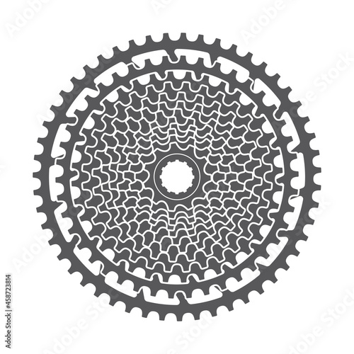 Vector MTB cassette with 12 sprockets. Isolated on white background.