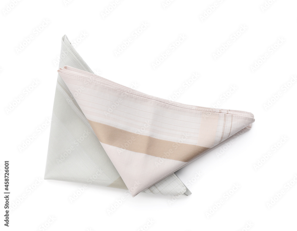 Naklejka premium Stylish handkerchiefs isolated on white, top view